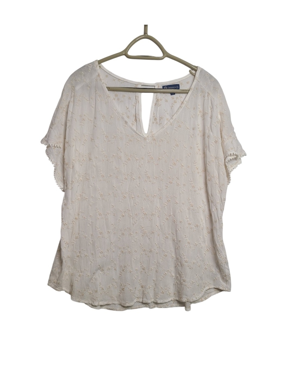 Democracy Ivory Embroidered Lace Boho Blouse XL